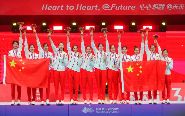 2023年10月7日晚，中國女排獲得杭州亞運會女排冠軍。