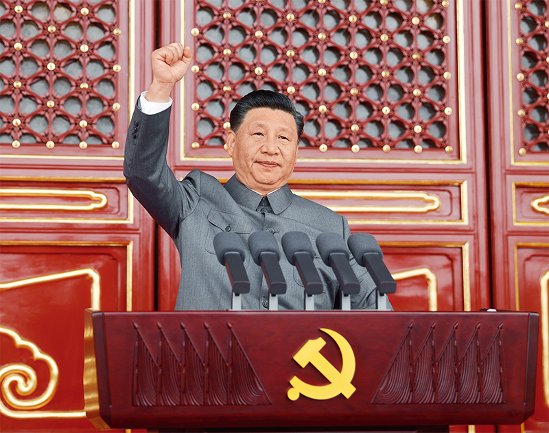 　2021年7月1日，慶祝中國共產黨成立100周年大會在北京天安門廣場隆重舉行。中共中央總書記、國家主席、中央軍委主席習近平發表重要講話。 新華社記者 鞠鵬/攝