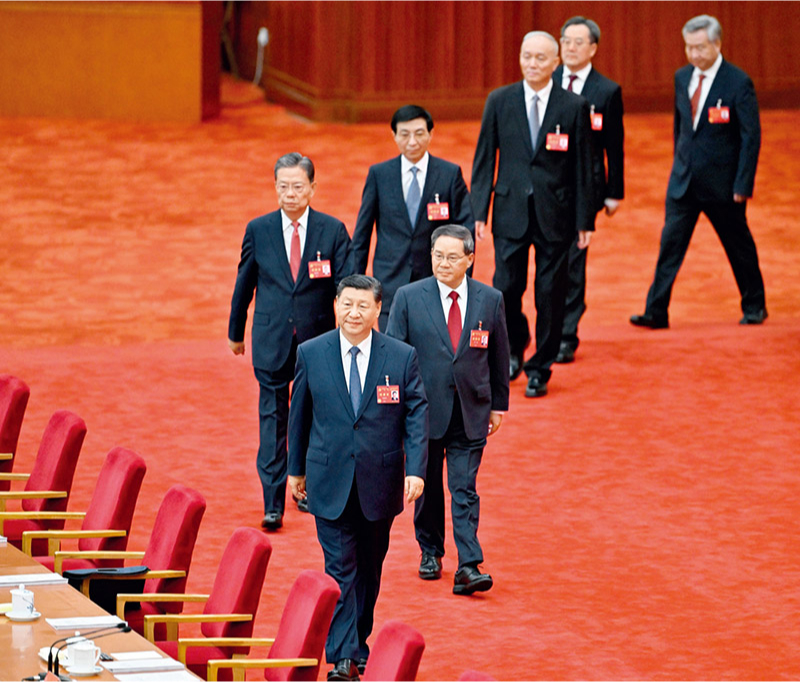中國共產黨第二十屆中央委員會第三次全體會議，于2024年7月15日至18日在北京舉行。這是習近平、李強、趙樂際、王滬寧、蔡奇、丁薛祥、李希等步入會場。 新華社記者 岳月偉/攝